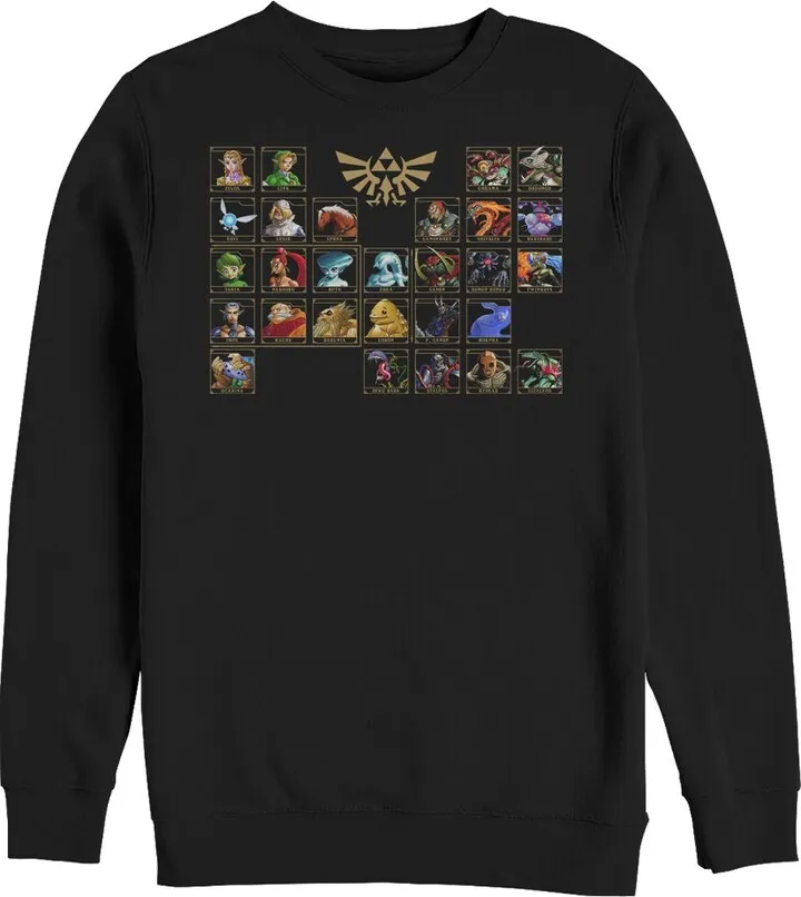 Men's Nintendo Legend of Zelda Ocarina Periodic Table Sweatshirt - Black - 3X Large