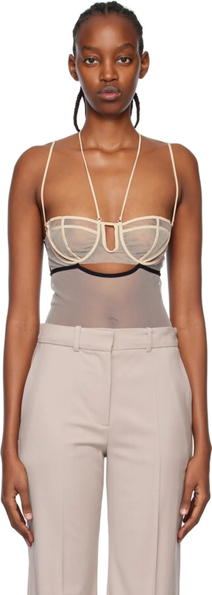 Nensi Dojaka SSENSE Exclusive Beige Bodysuit