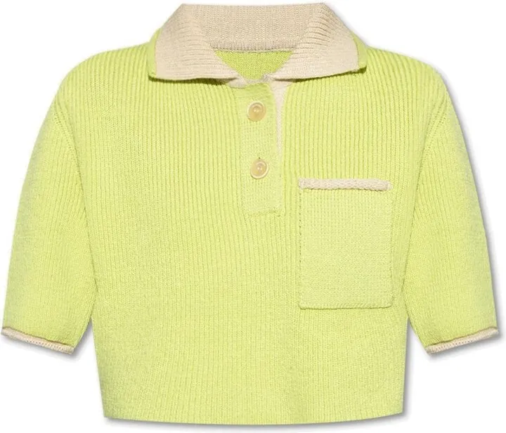 Jacquemus Arco Cropped Knitted Polo Shirt