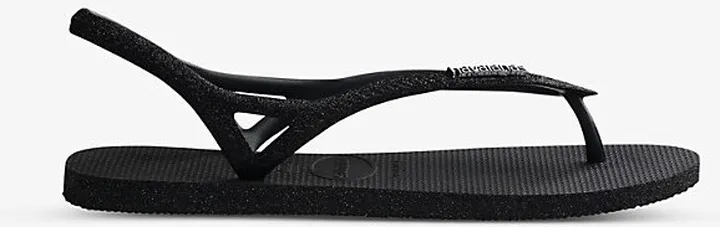 Womens Black Sunny II Sparkle Rubber Sandals