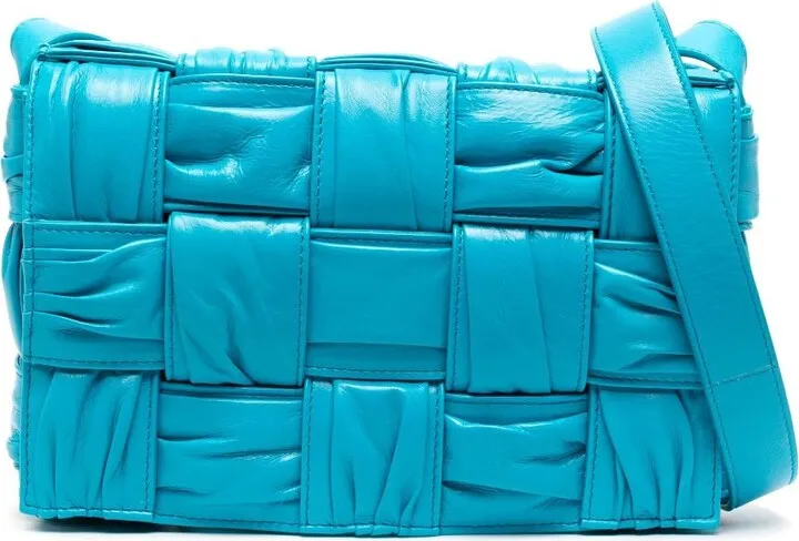 Blue Cassette Leather Cross Body Bag