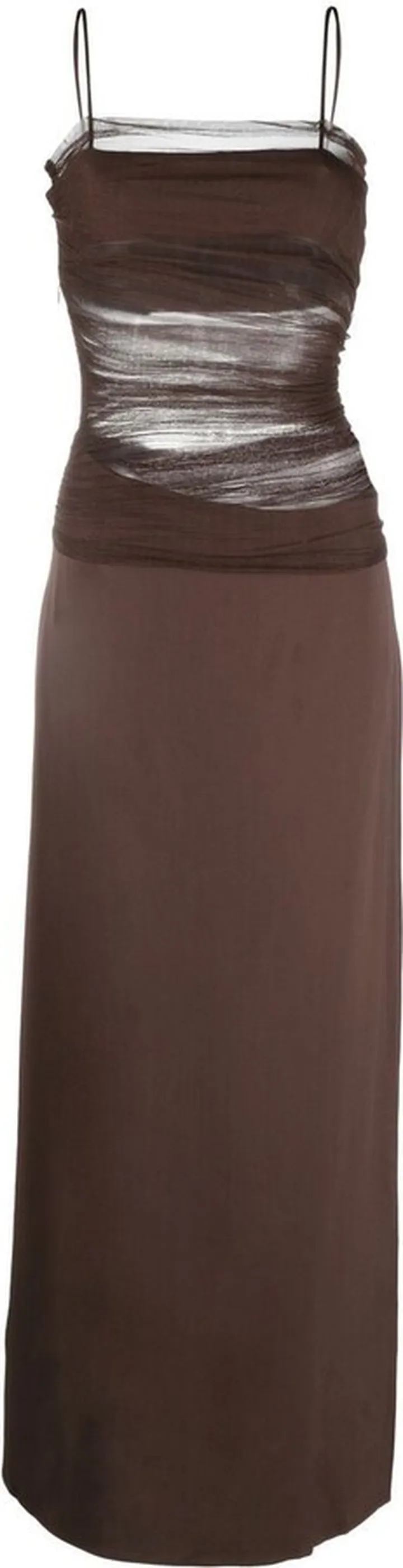 Sheer Draped Silk Gown
