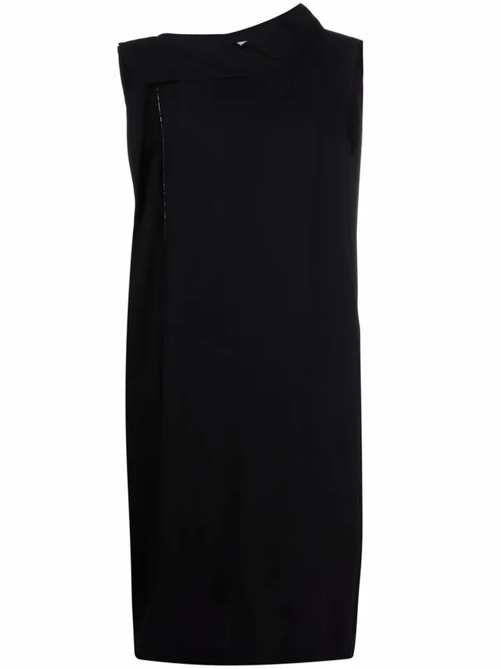 Asymmetric Draped Midi Dress