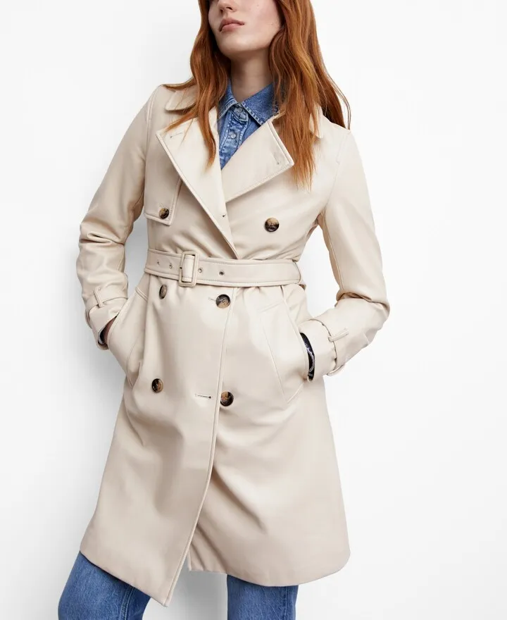 Mango Women's Leather-Effect Trench Coat