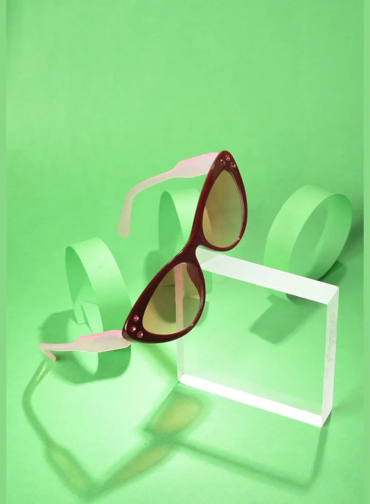 Women Pink Lens Pink Cateye Sunglasses