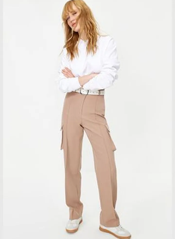 Mink Cargo Woven Double Pocket Trousers