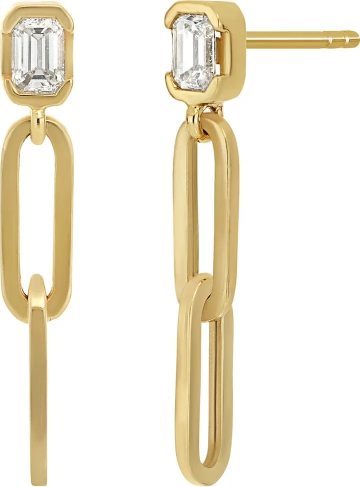 Varda Baguette Diamond Link Drop Earrings