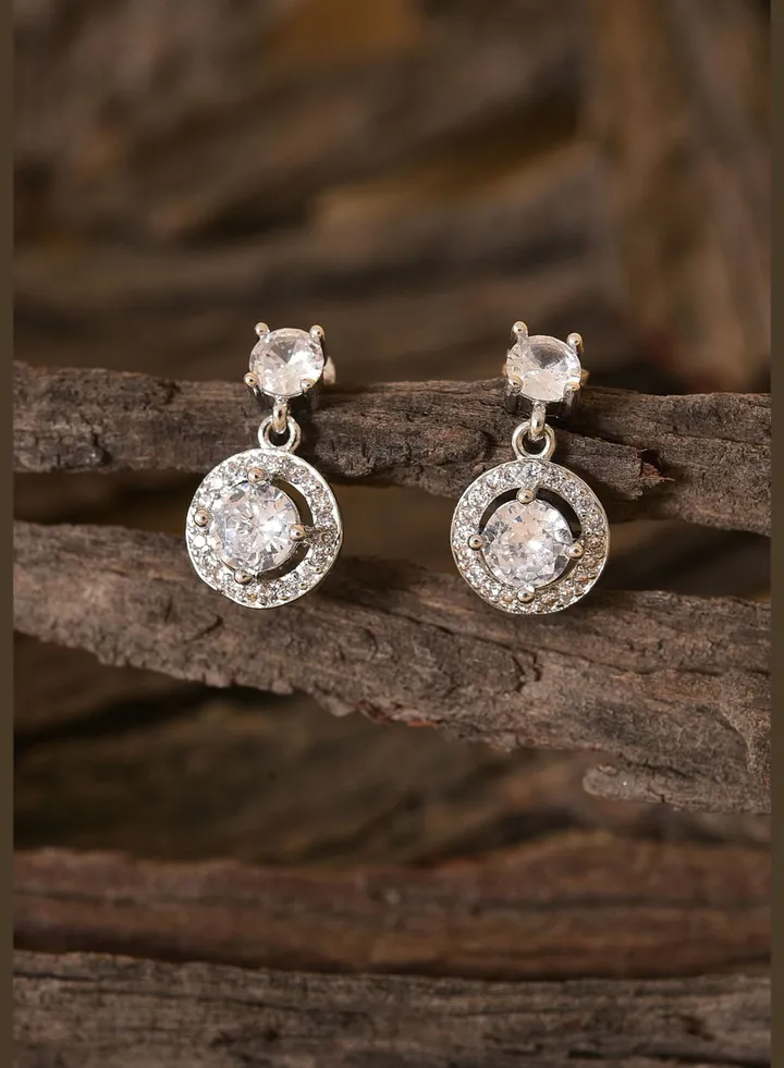 Pack of 2 Silver Plated American Diamond Drop Earring