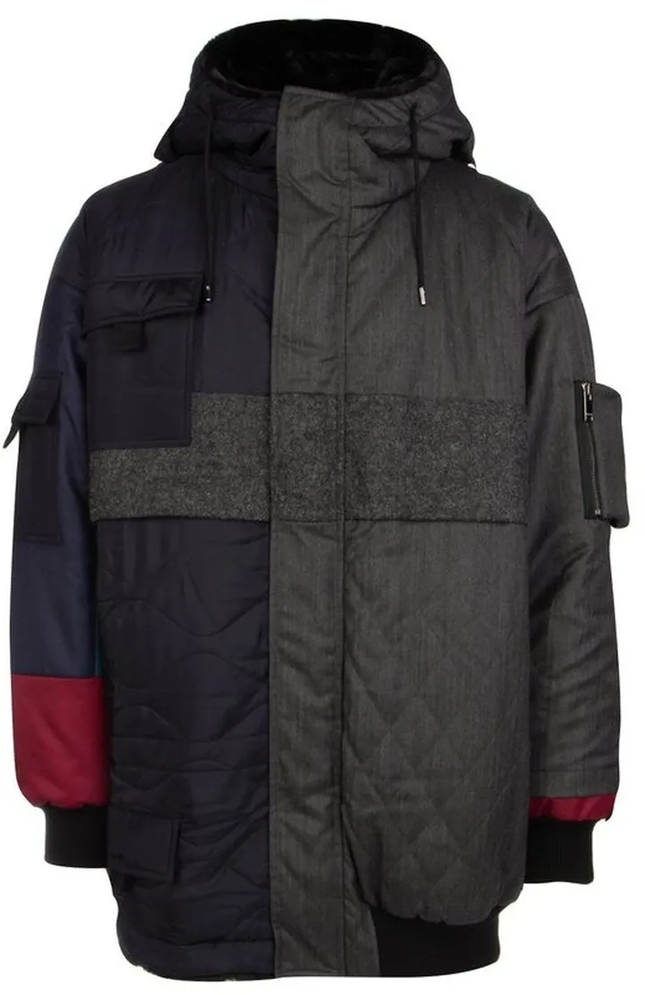 Valentino Contrasting Panels Hooded Coat
