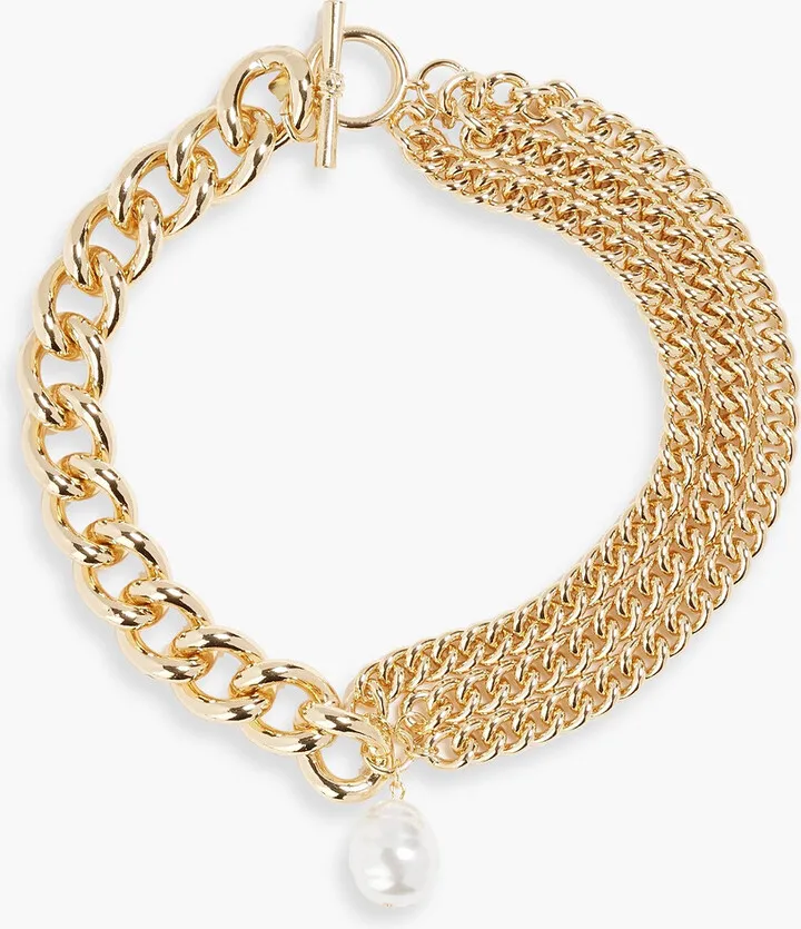 Gold-tone faux pearl choker