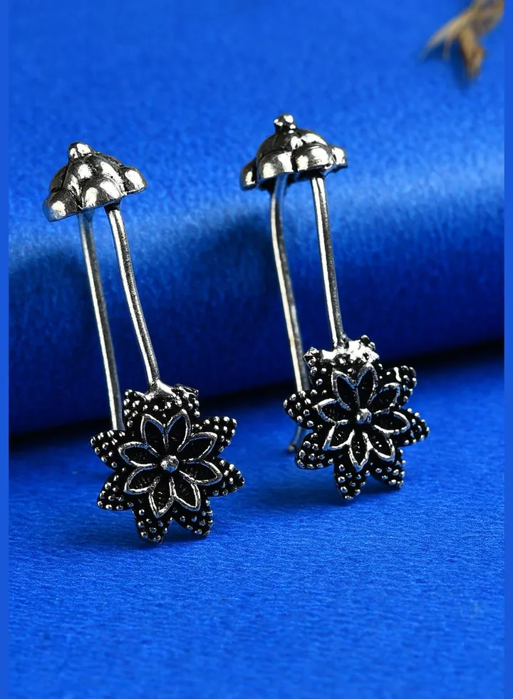 Silver Plated Floral Drop Earring