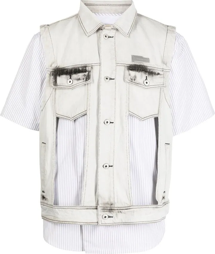 Cut-Out Detail Denim Vest