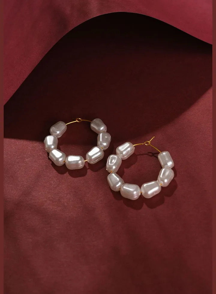 Gold Plated Pearls Hoop Earring