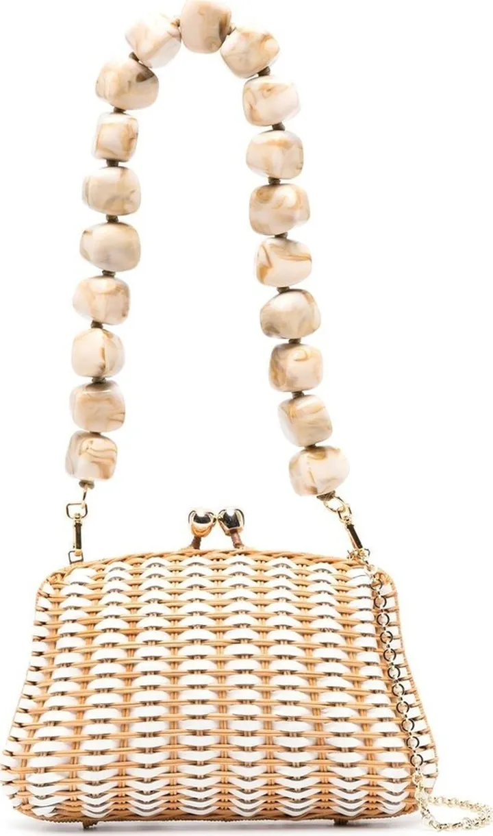 Bead-Strap Basket Shoulder Bag
