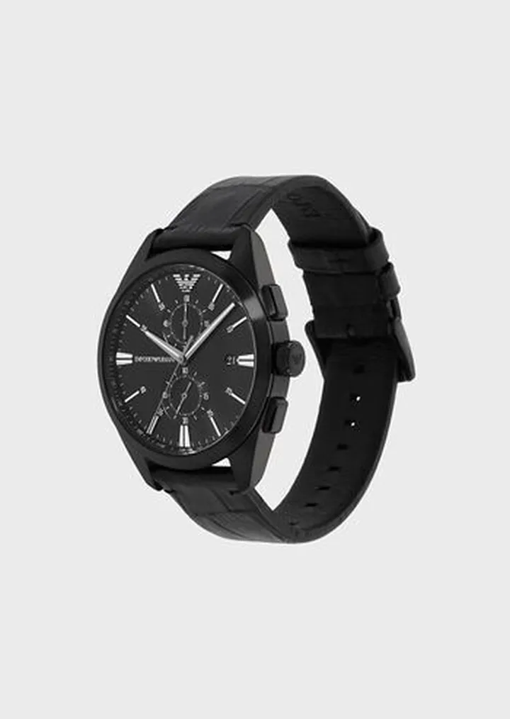 Chronograph Black Leather Watch