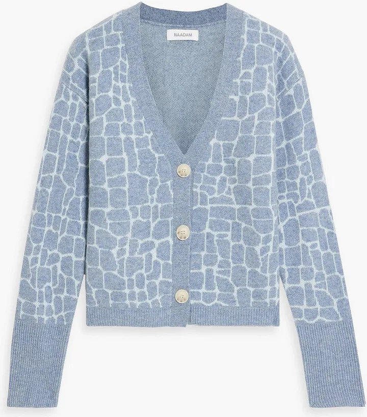 Jacquard-knit cashmere cardigan