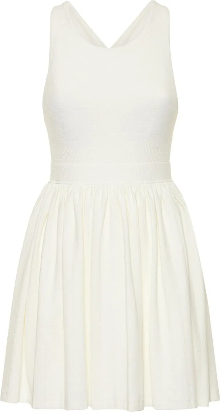 Doris pleated stretch tech dress