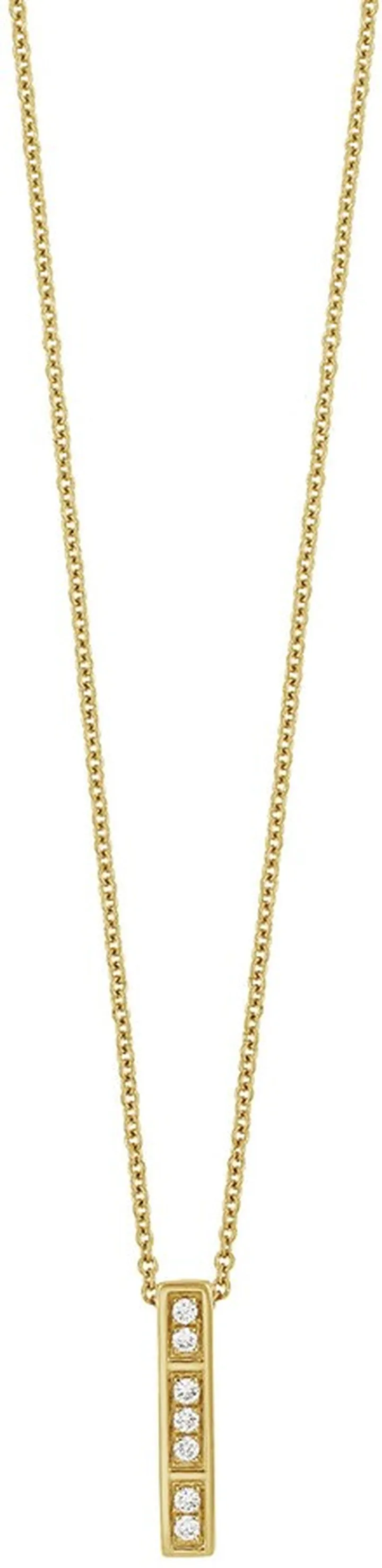 18K Gold Florentine Bar Diamond Pendant Necklace