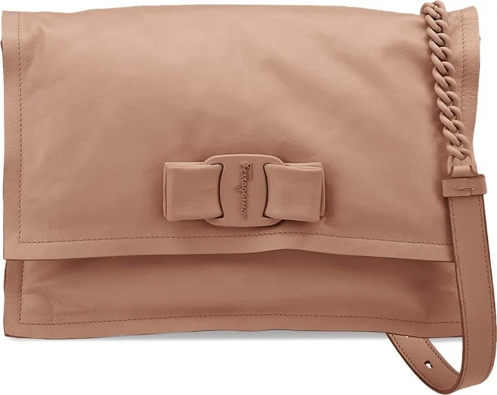 Viva Bow Puffy Leather Shoulder Bag
