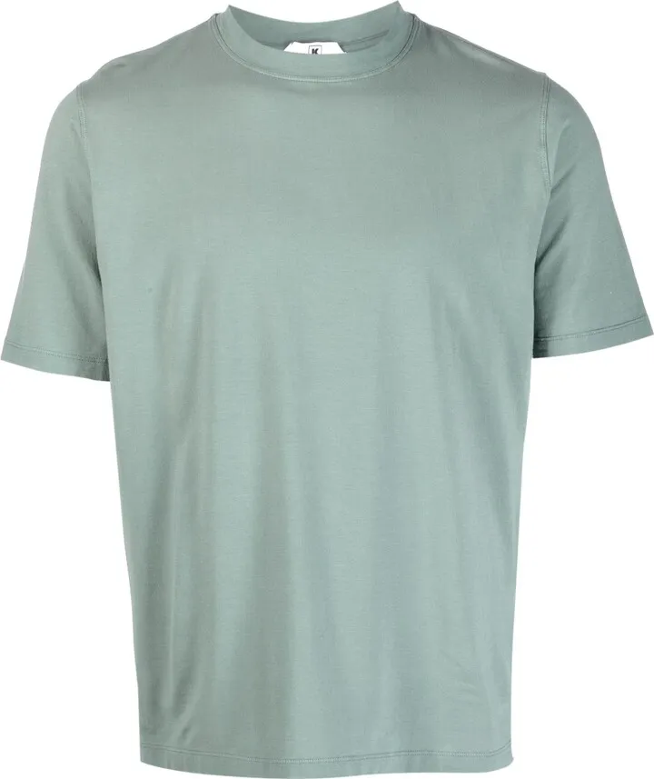 mock-neck stretch-cotton T-shirt