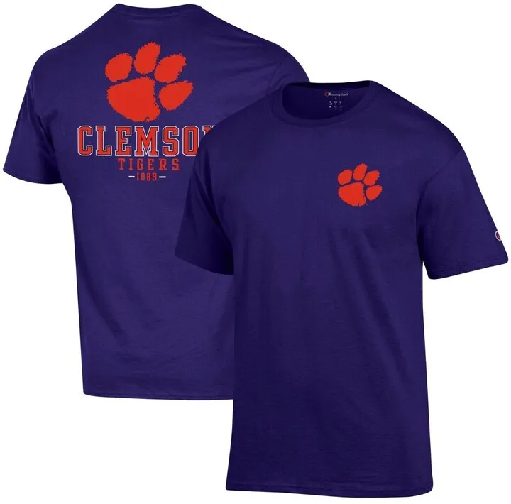 Men's Champion Purple Clemson Tigers Stack 2-Hit T-shirt