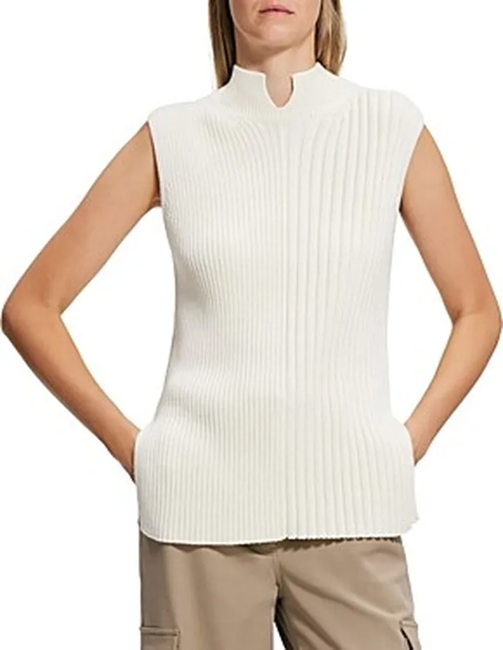 Theory Cotton & Cashmere Ribbed Knit Top