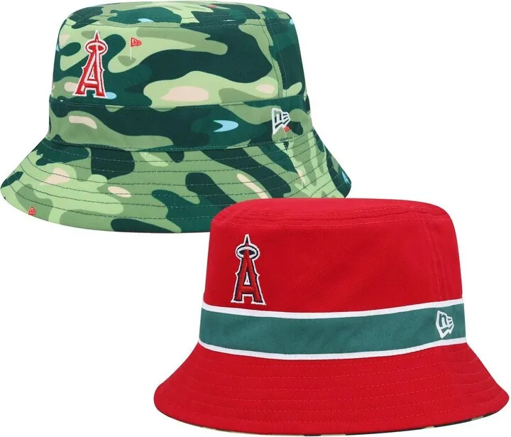 Men's New Era Red Los Angeles Angels Reverse Bucket Hat