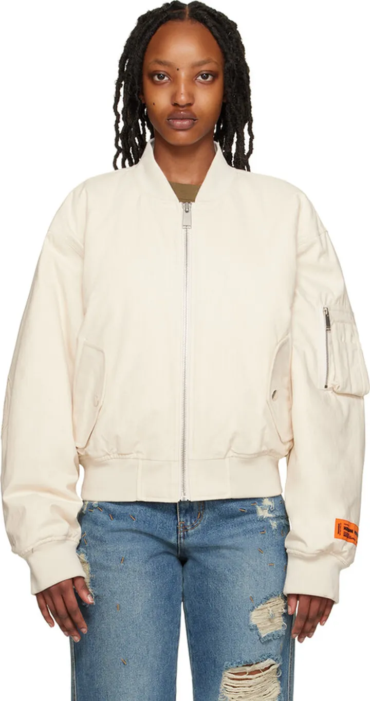 Heron Preston White Ex-Ray 8 Ball Bomber Jacket