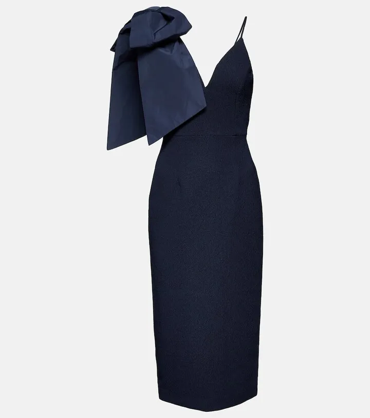 Maelle feather-trimmed crepe gown