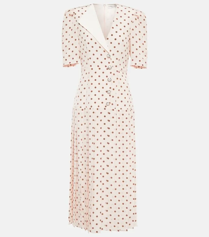Polka dot silk maxi dress