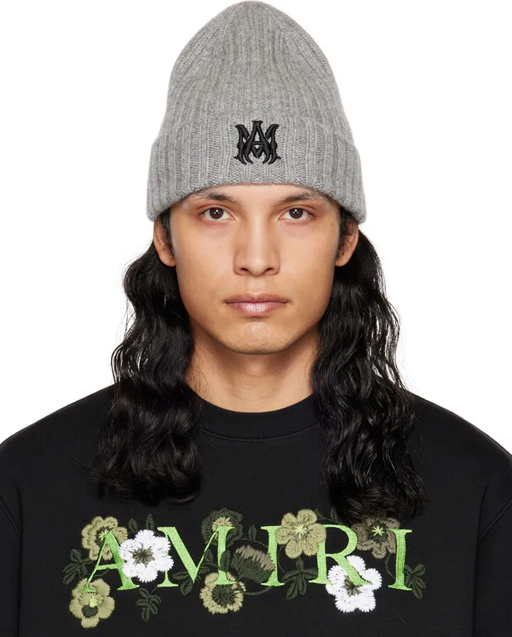 AMIRI Gray 'MA' Beanie