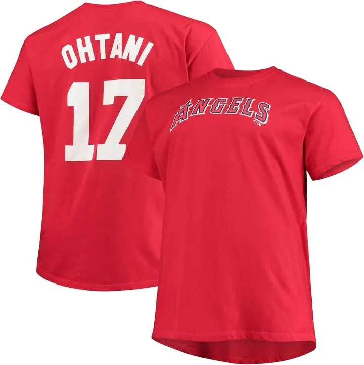 Men's Shohei Ohtani Red Los Angeles Angels Big and Tall Name and Number T-shirt