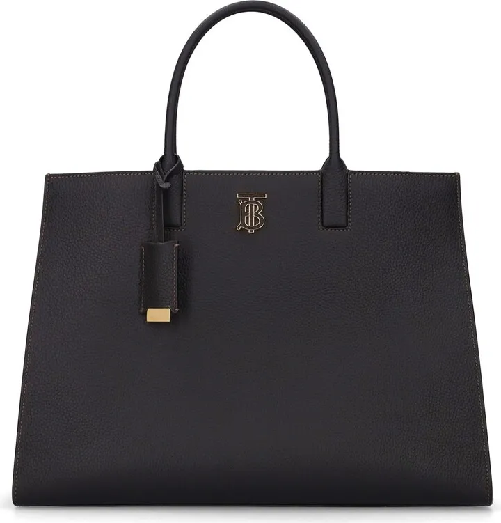 Medium TB grained leather tote bag