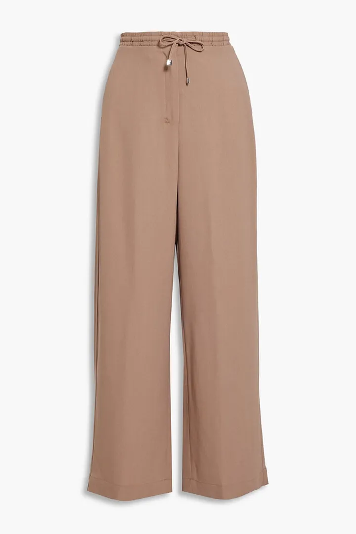 Twill wide-leg pants