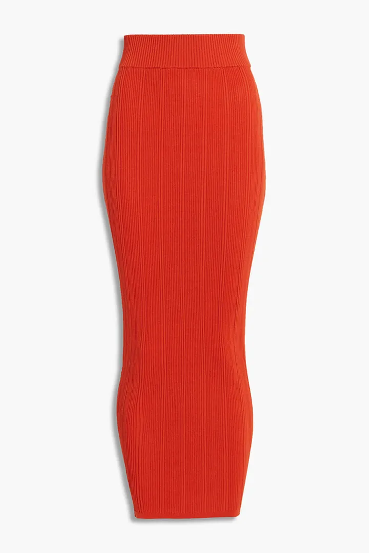 Maribel ribbed-knit midi skirt