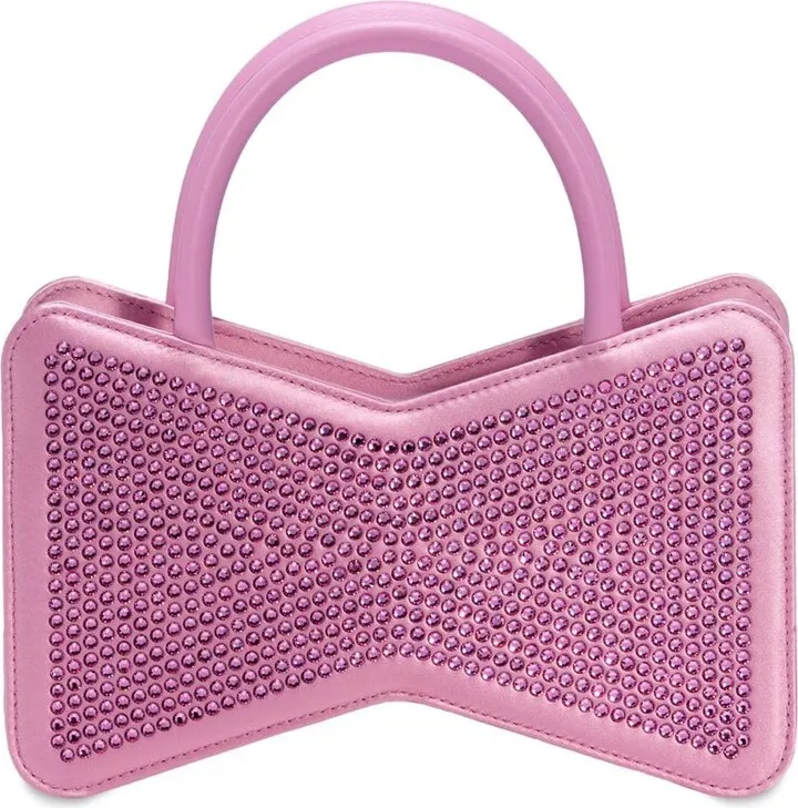 Mini Bow shape crystallized satin bag