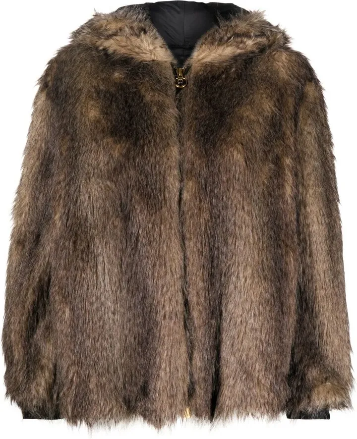 Faux-Fur Hooded Bomber Jacket
