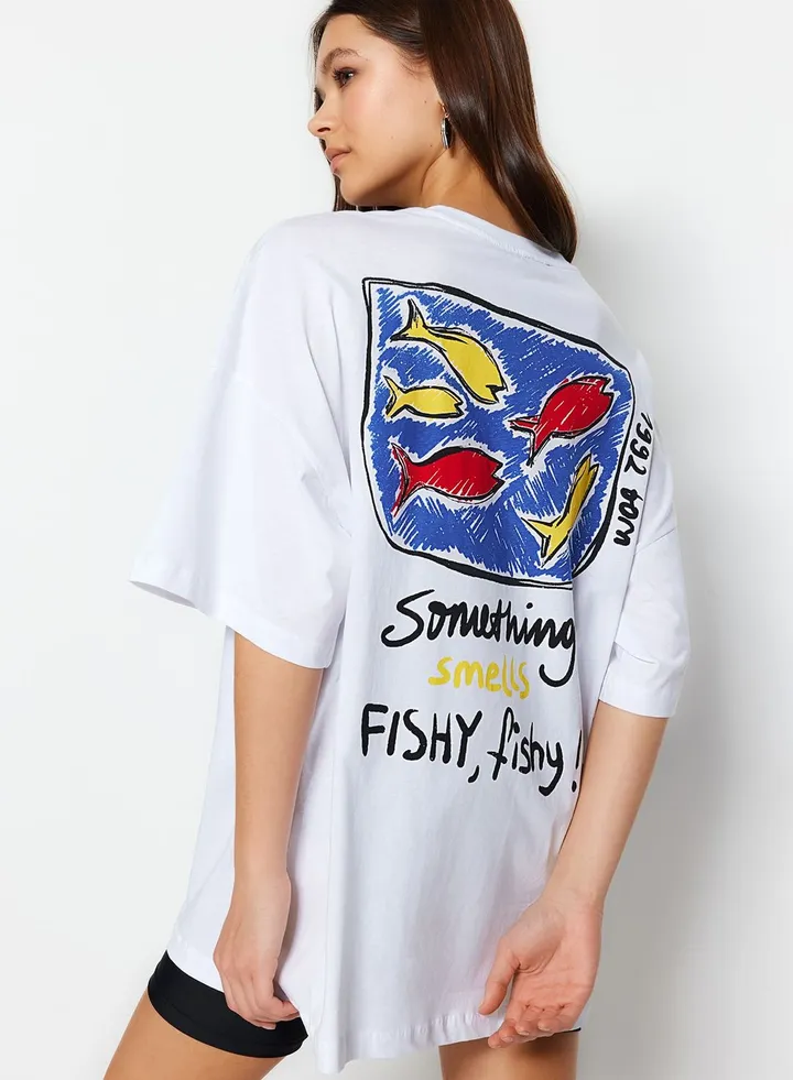 Crew Neck Graphic Back T-Shirt