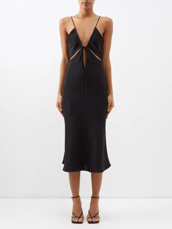 Triquetra Cutout Silk Slip Dress