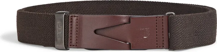 Leather-trimmed canvas belt
