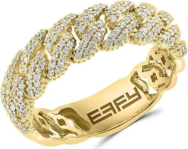 14K Yellow Gold & 0.35 TCW Diamond Link Chain Ring