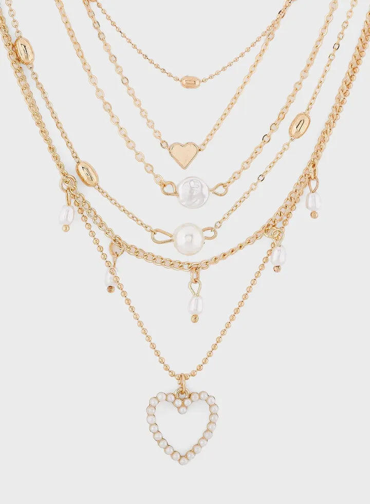 Layered Heart Pendant Necklace