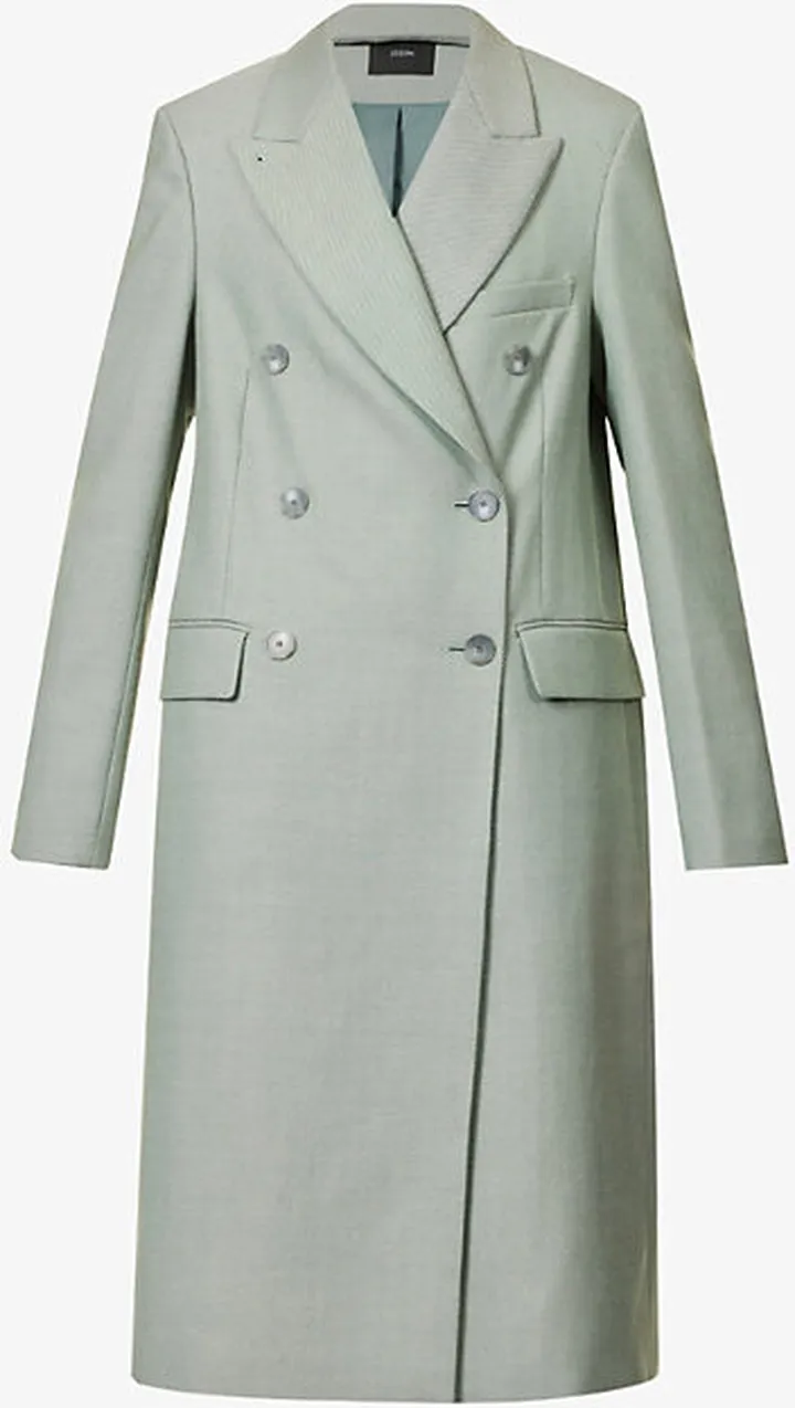 Womens Dark Sage Cornwall Double-breasted Wool-blend Coat