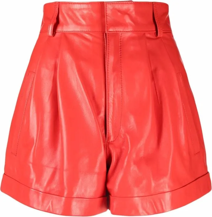 Flared Leather Shorts