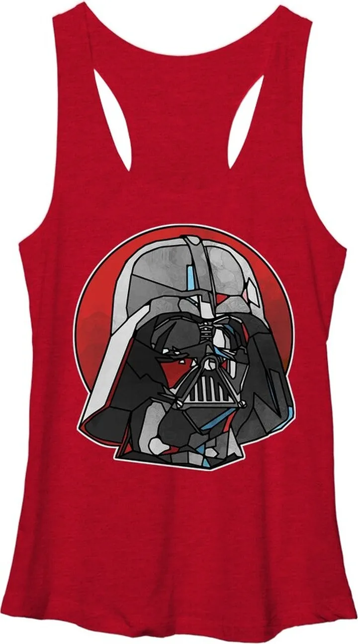 Women's Star Wars Stained Glass Darth Vader Racerback Tank Top - Red Heather - Small