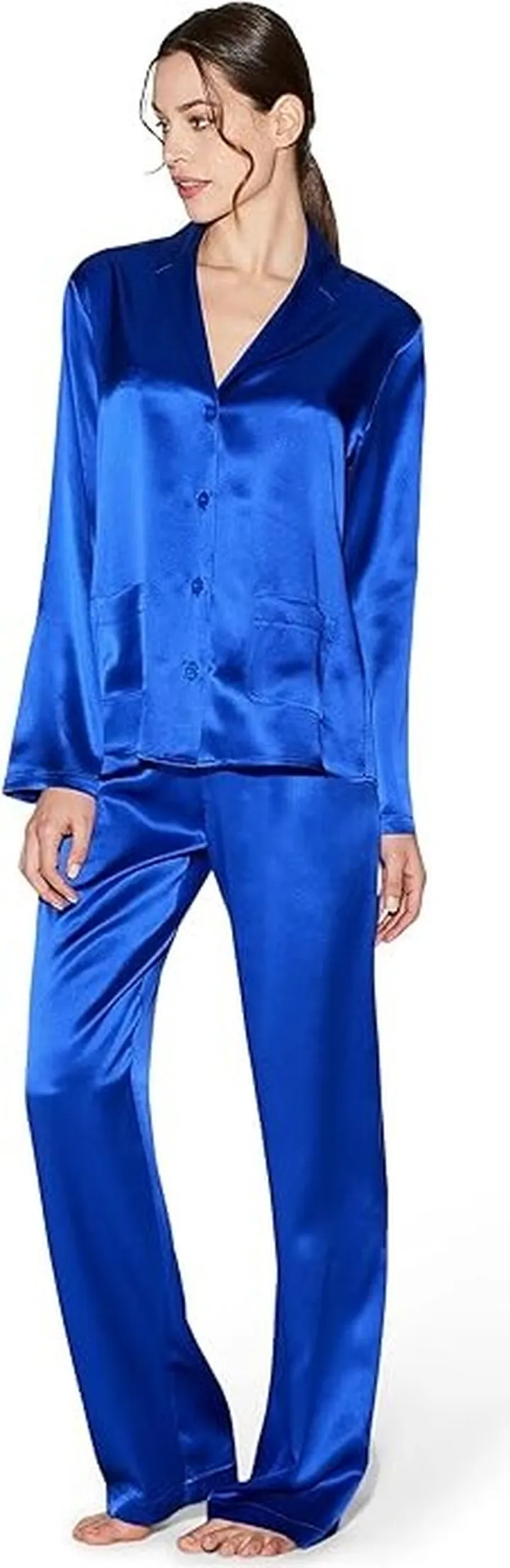 La Perla Silk Long Pajamas (Yves Klein) Women's Pajama Sets