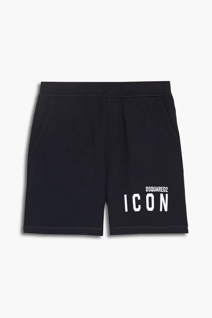 Printed cotton-fleece shorts