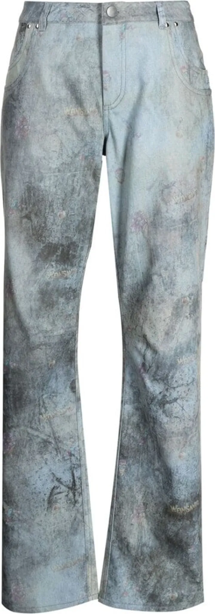 Abstract-Print Bootcut Jeans