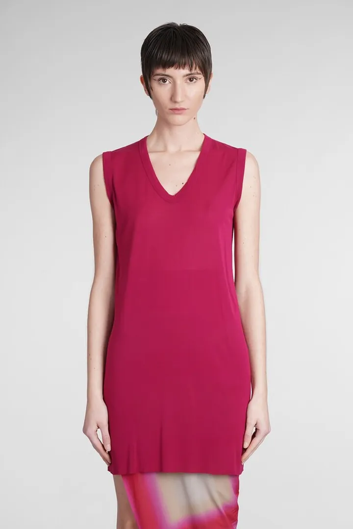 V Neck Sl T Topwear In Fuxia Viscose
