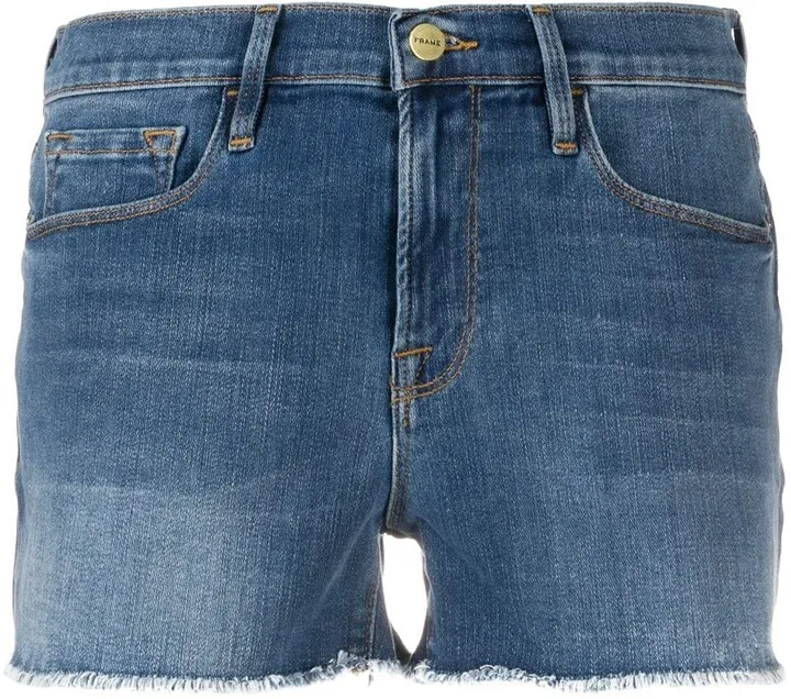 Unfinished Hem Denim Shorts